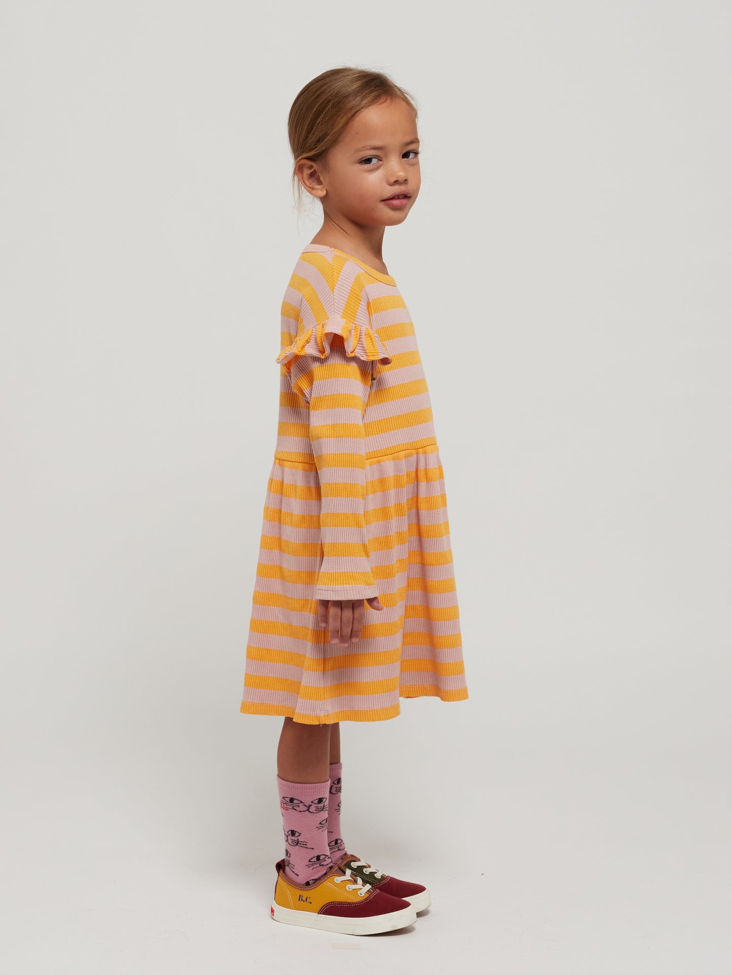 Ruffel Dress | HORIZONTAL STRIPES