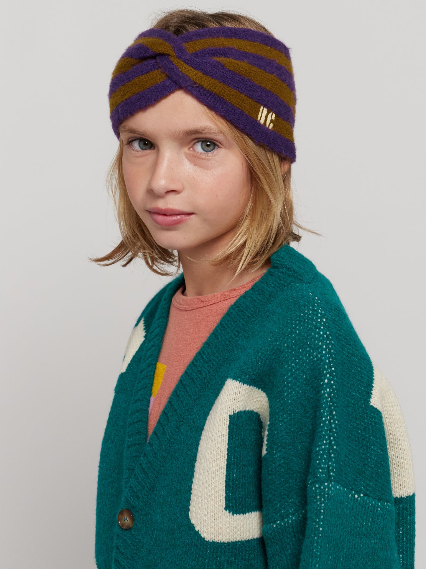 Striped Knitted Headband / Stirnband | KHAKI
