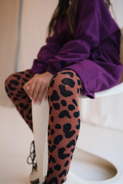 Dizzle Leopard Tights | RUSTIC BROWN