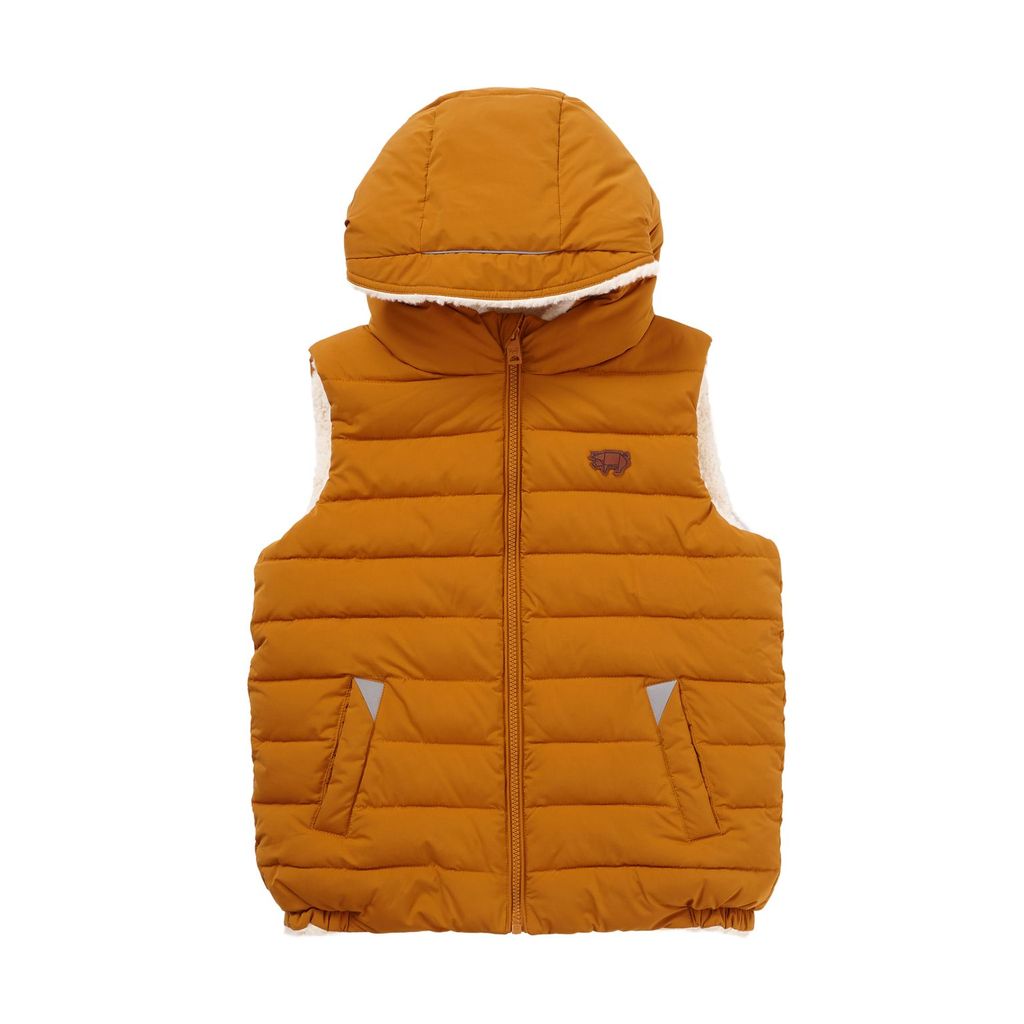 EcoReversible Sherpa Puffer Vest - OCHRE | BISCUIT
