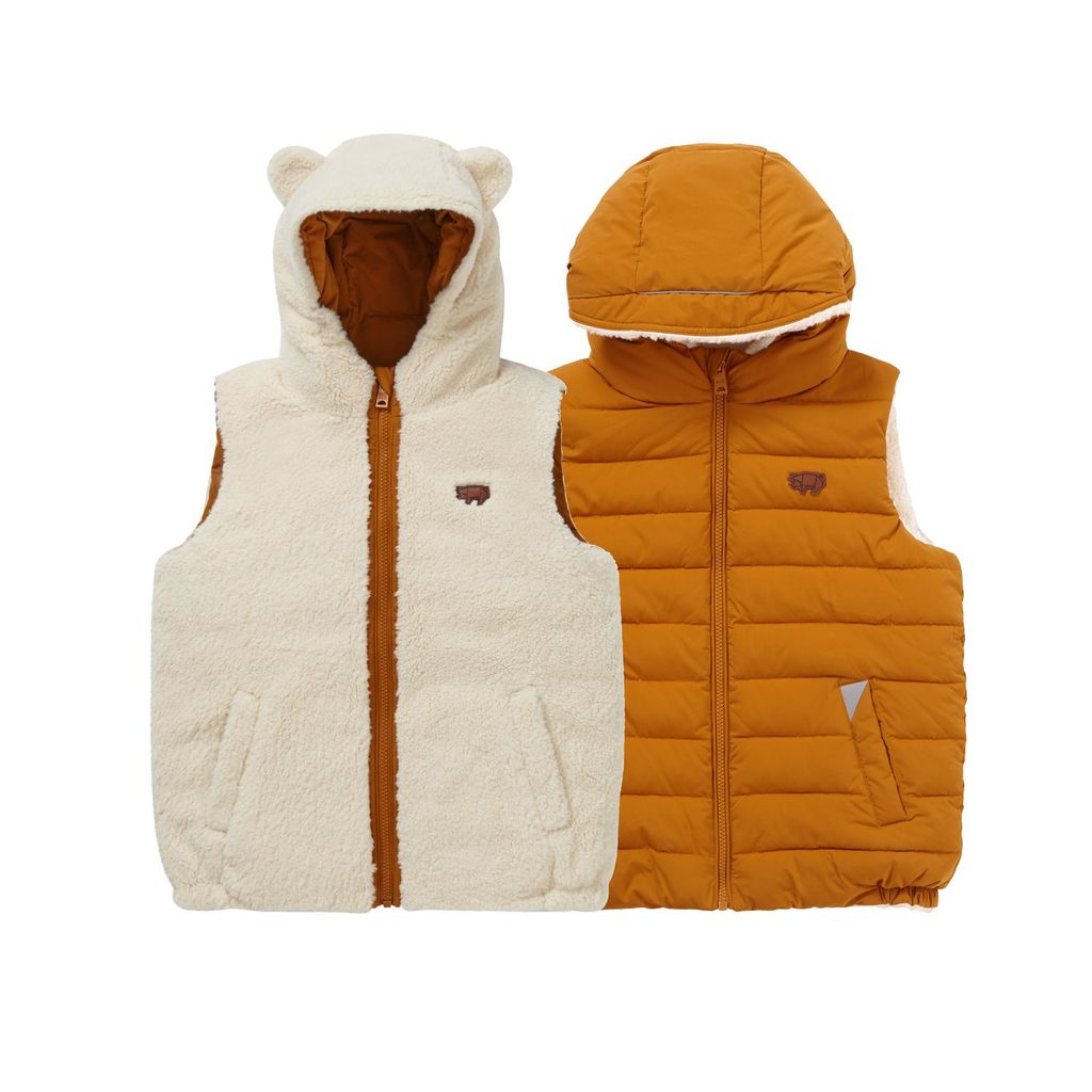 EcoReversible Sherpa Puffer Vest - OCHRE | BISCUIT