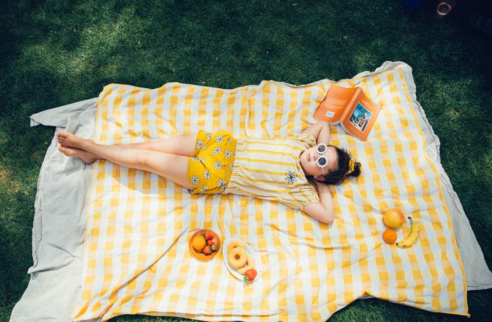 Frottee Puff-Sleeves Top mit Stickerei | STRIPES YELLOW
