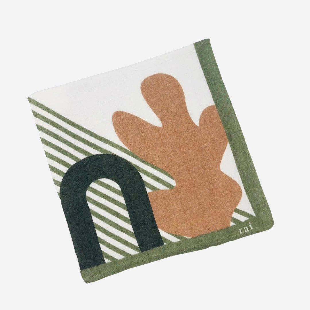 Organic Muslin Cloth - Green Abstract