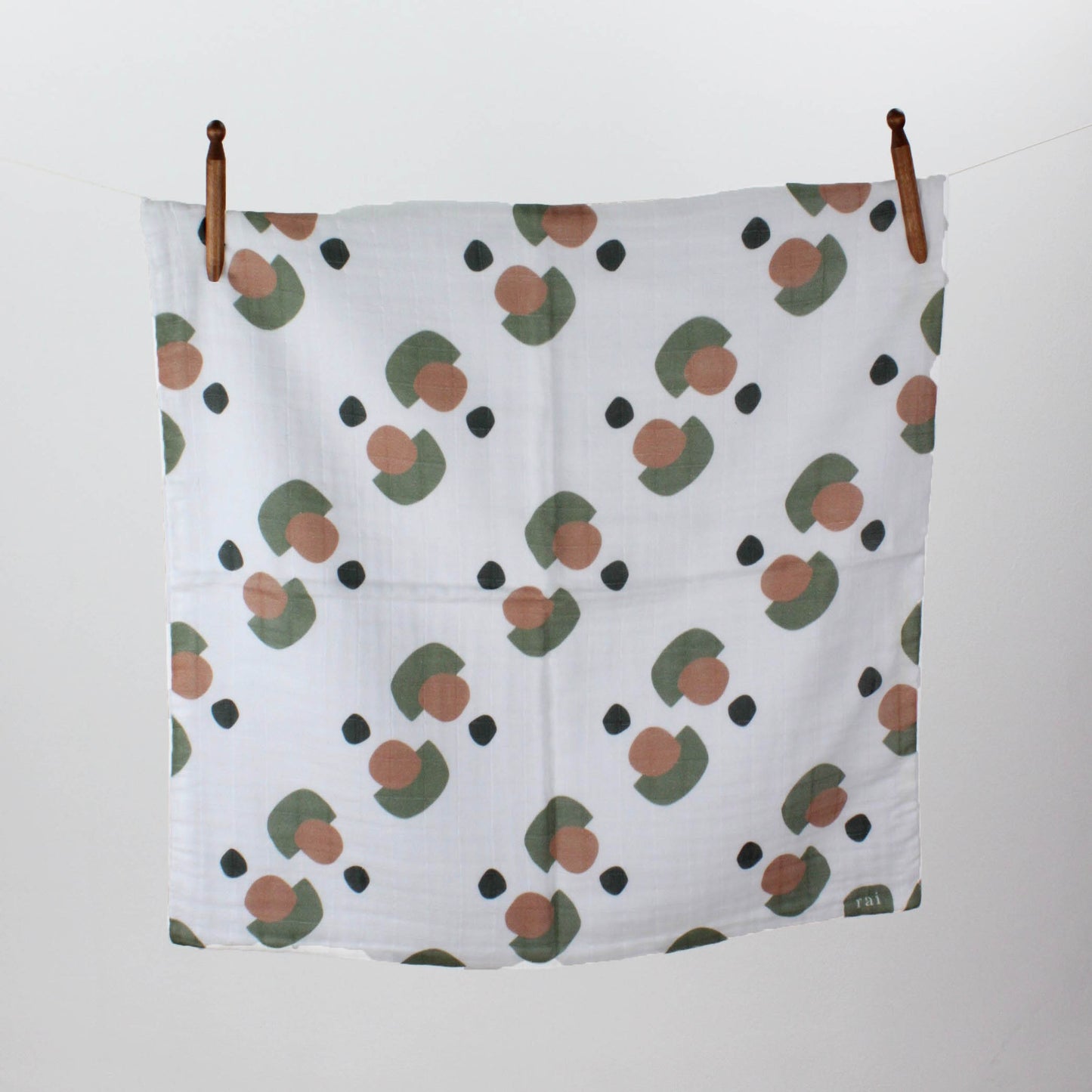 Organic Muslin Cloth - Green Mushroom