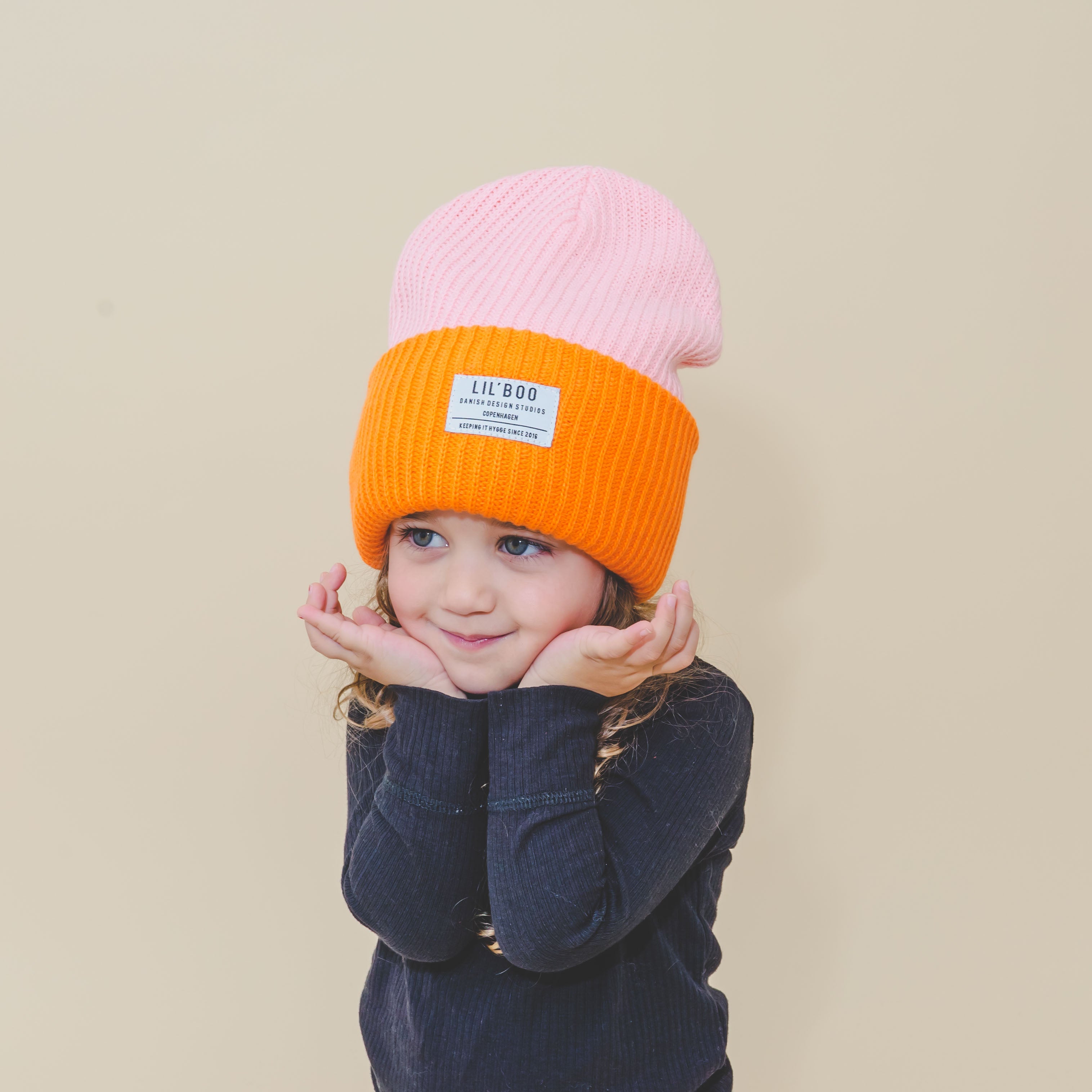 BLOCK HYGGE Beanie | Pink/Orange