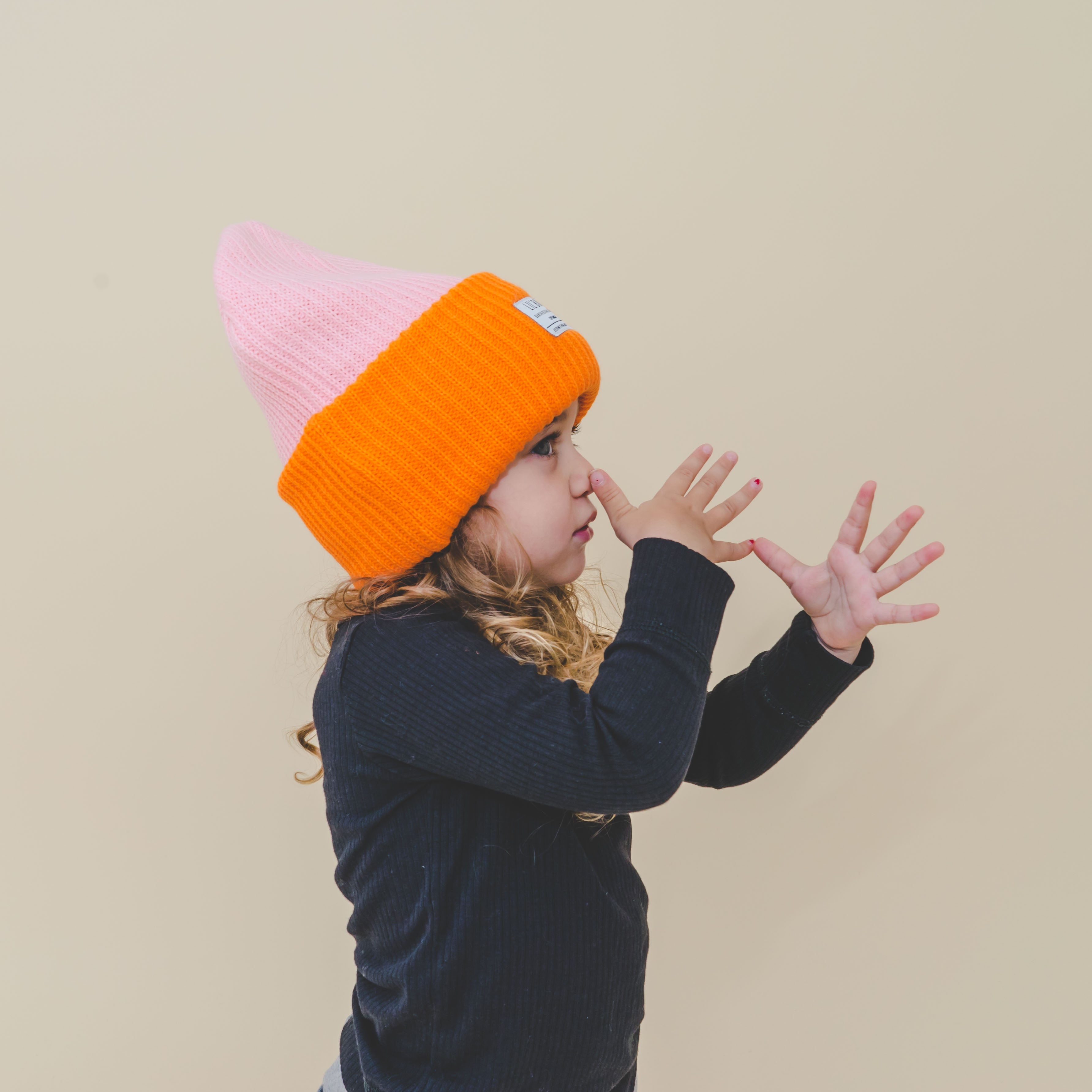 BLOCK HYGGE Beanie | Pink/Orange