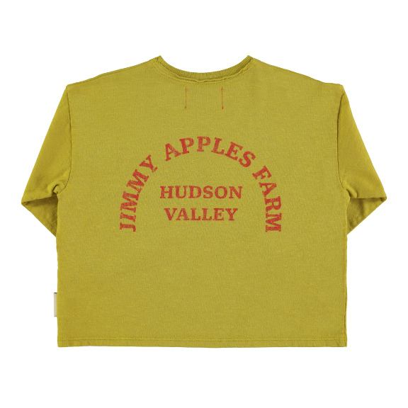 Long Sleeve T-Shirt | OLIVE GREEN APPLE PRINT