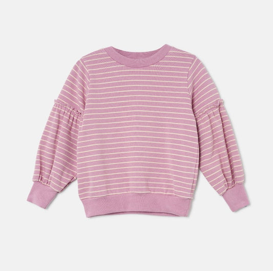Stripe Puff Sweatshirt | PINK-STONE