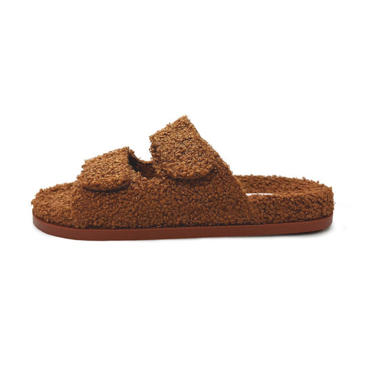 PRE-ORDER: ADULT | EVU Fleece Sandals / Hausschuhe - CARAMEL