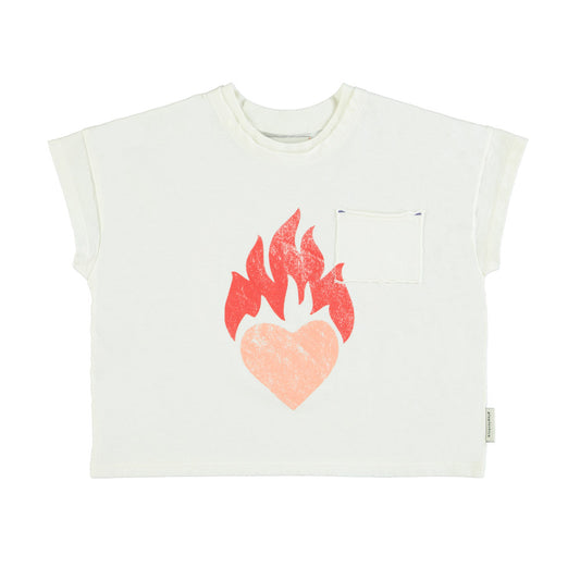 T-Shirt | ECRU/HEART PRINT