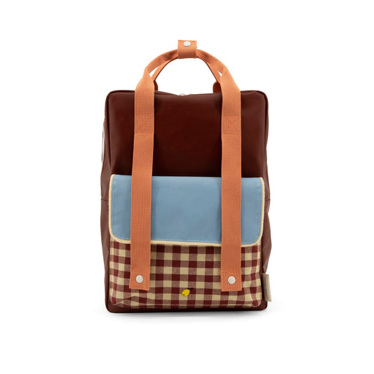 Large Backpack Gingham | Cherry Red + Sunny Blue + Berry Swirl