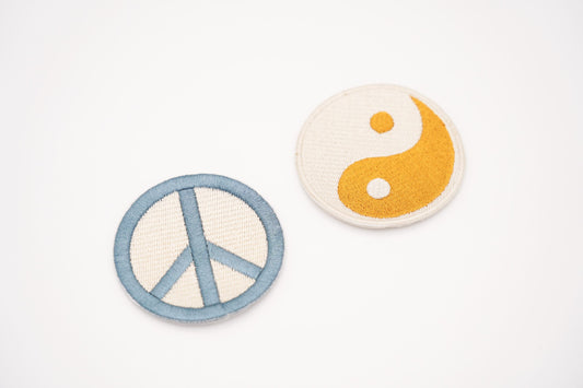 Iron-on Patches 2-Set | Yin-Yang + Peace Sign