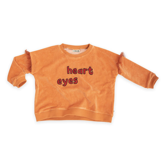 Girls Velvet Sweatshirt mit Tulle & Stickerei | Heart Eyes