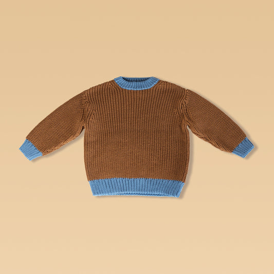Chunky Merino Wool Sweater | BLUE CARAMEL
